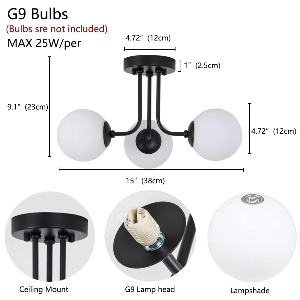 Retro Multi Heads Glass Balls Ceiling Light - Image 14