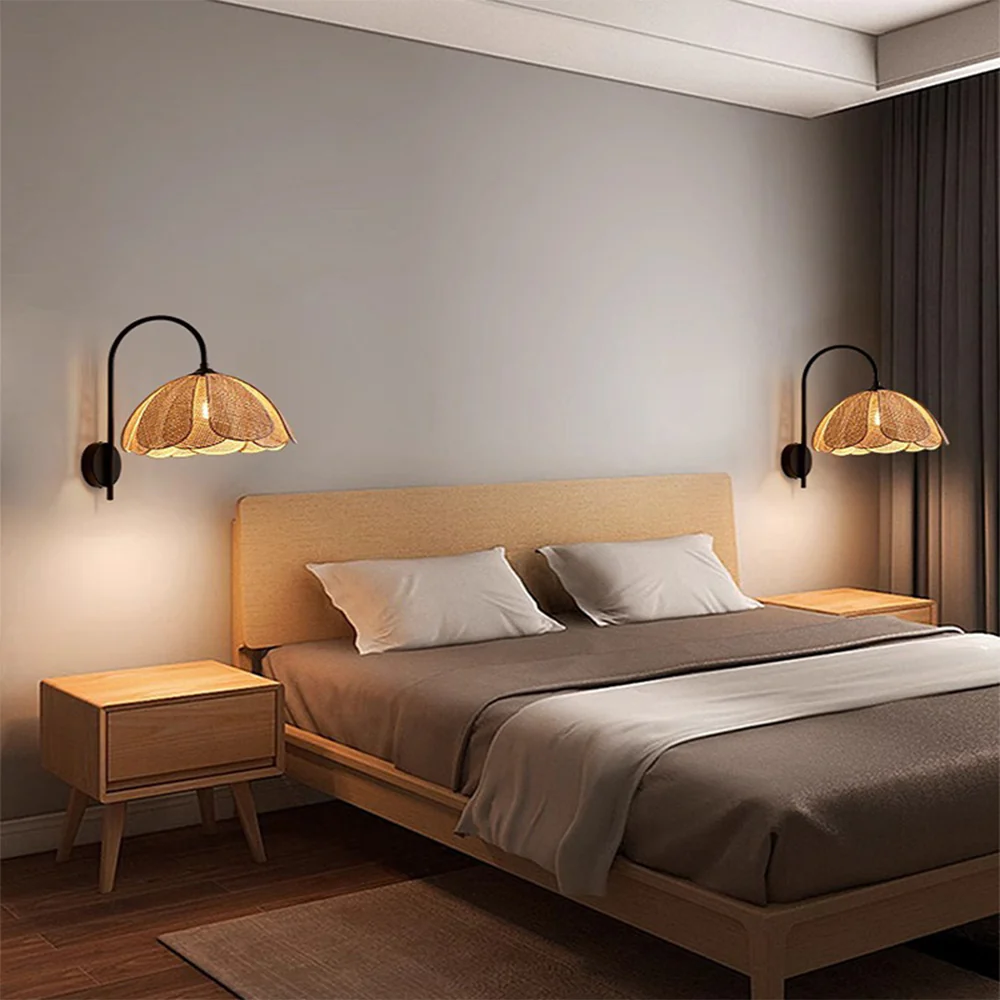 Retro Rattan Vintage Simple Wall Light - Image 11