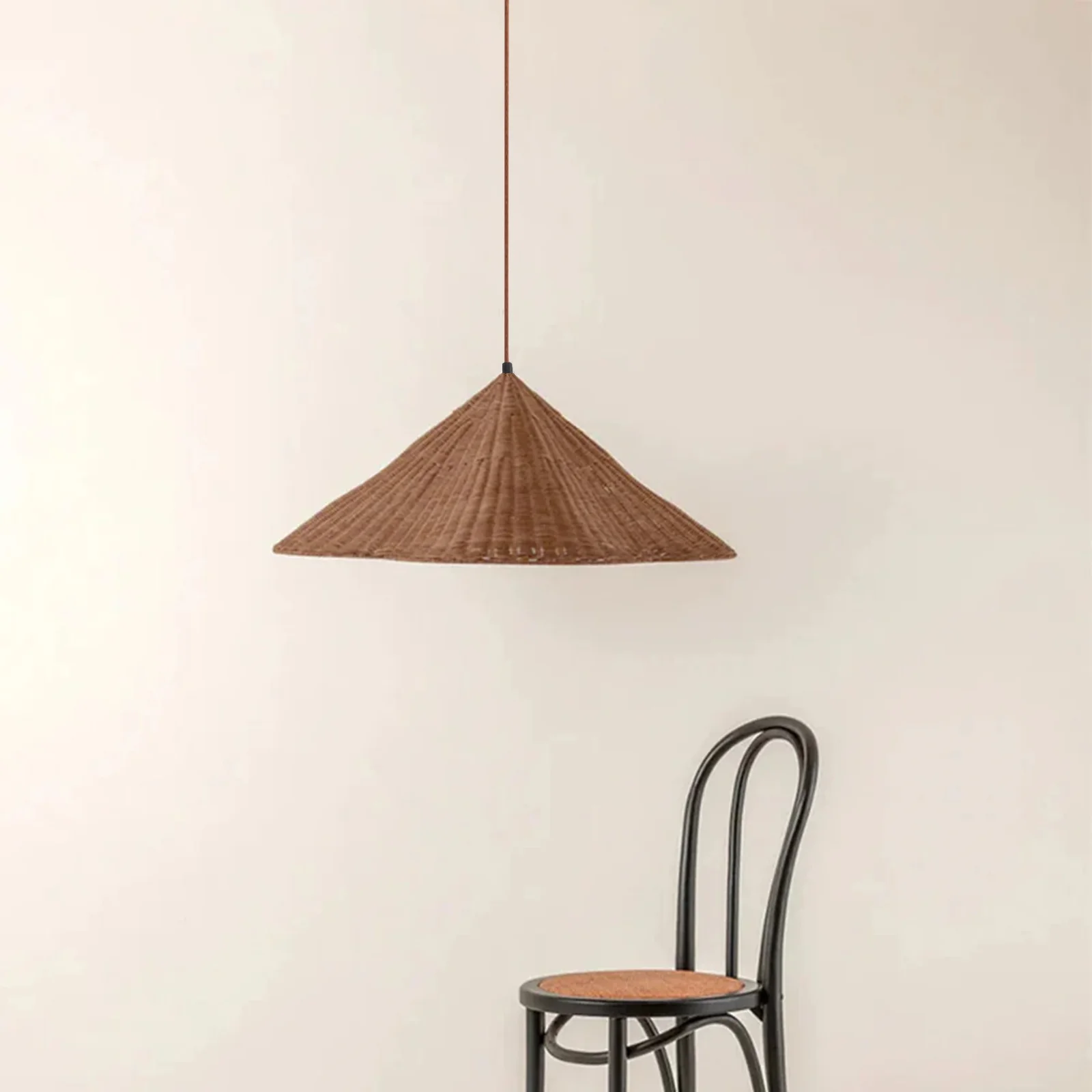 Retro Scalloped Woven Rattan Pendant Light - Image 6