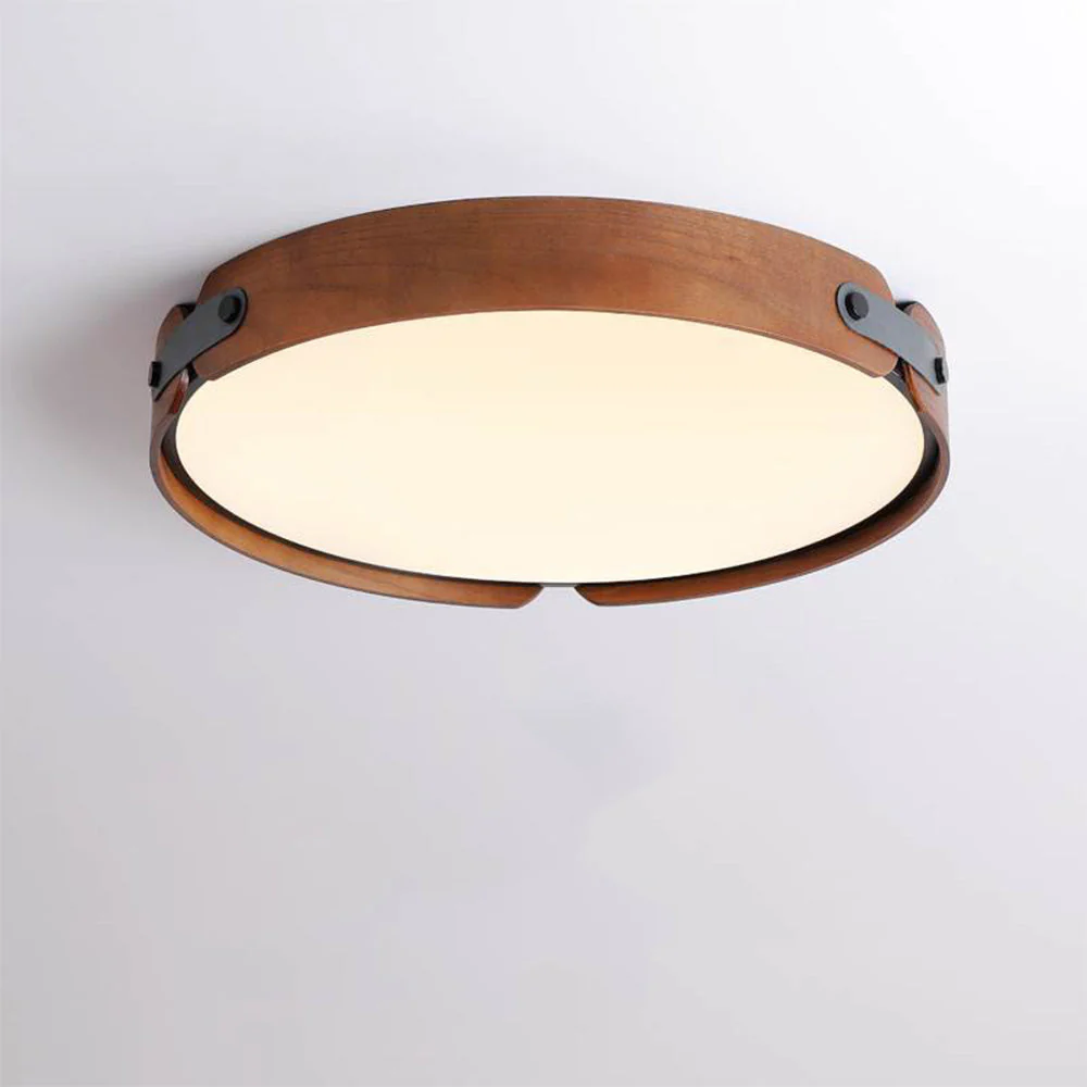 Retro Simple Round Wood Ceiling Lamp - Image 11