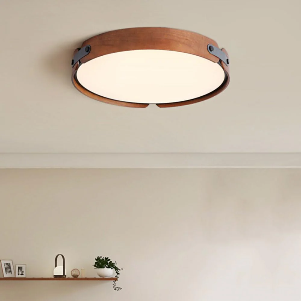 Retro Simple Round Wood Ceiling Lamp - Image 14