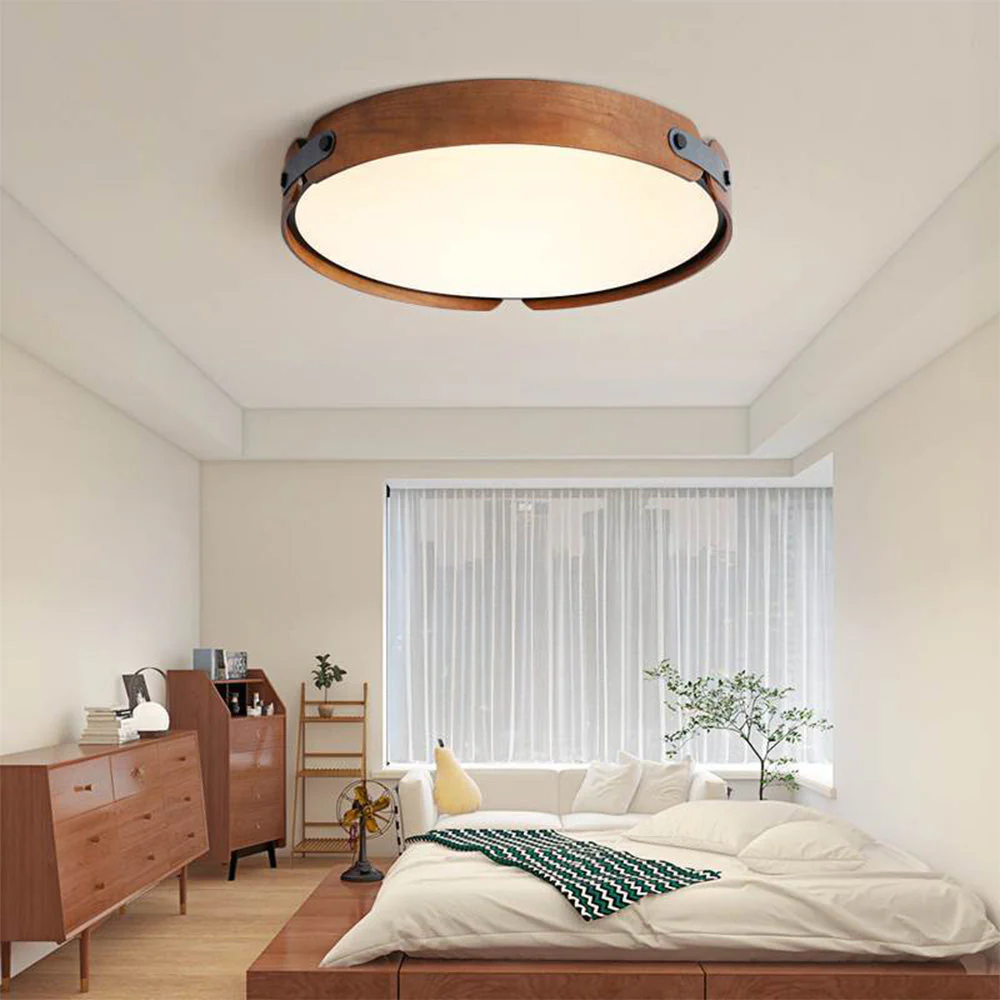 Retro Simple Round Wood Ceiling Lamp - Image 16