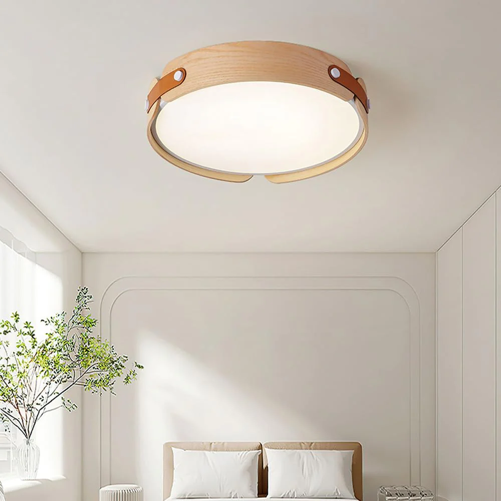 Retro Simple Round Wood Ceiling Lamp - Image 4