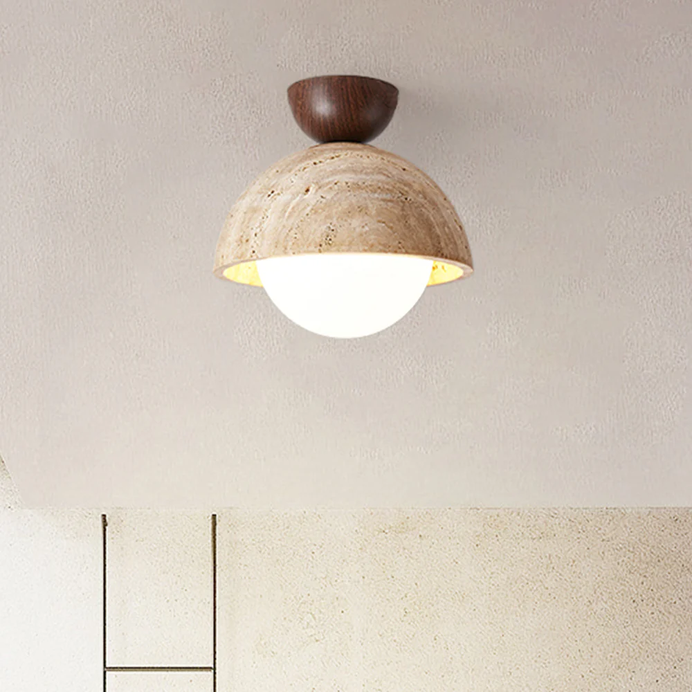 Retro Stone Industrial Yellow Ceiling Light