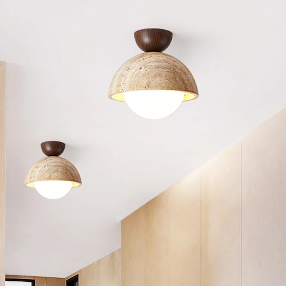 Retro Stone Industrial Yellow Ceiling Light - Image 2