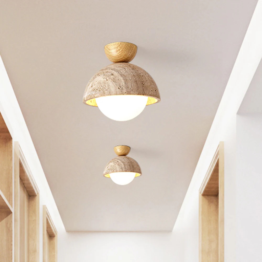 Retro Stone Industrial Yellow Ceiling Light - Image 8