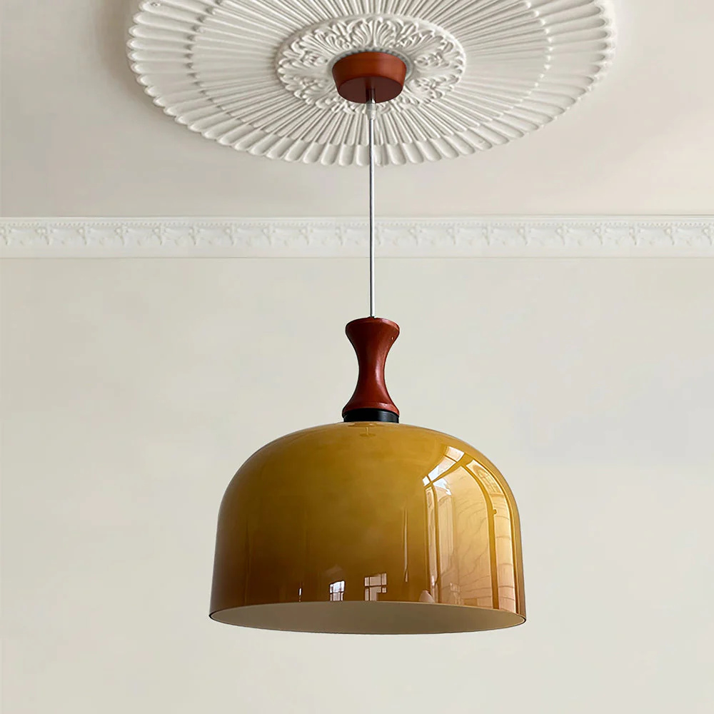 Vintage 1-Light Retro Glass Flat Ball Pendant Fixture