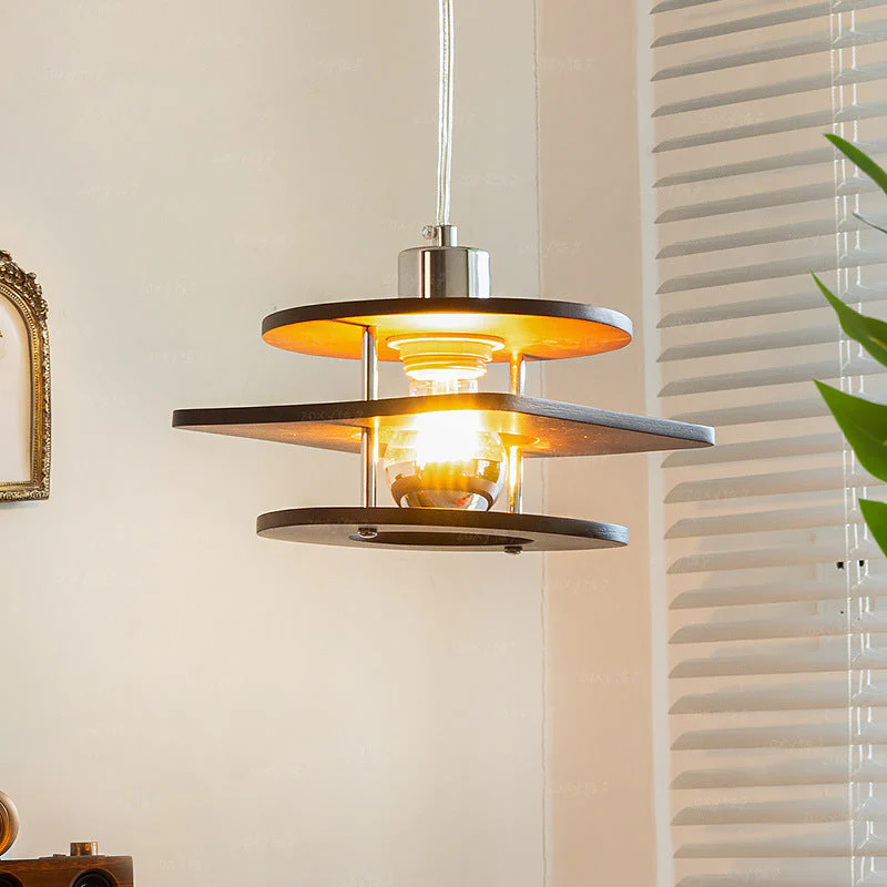 Retro Walnut Indoor Pendant Light For Dining Room - Image 2