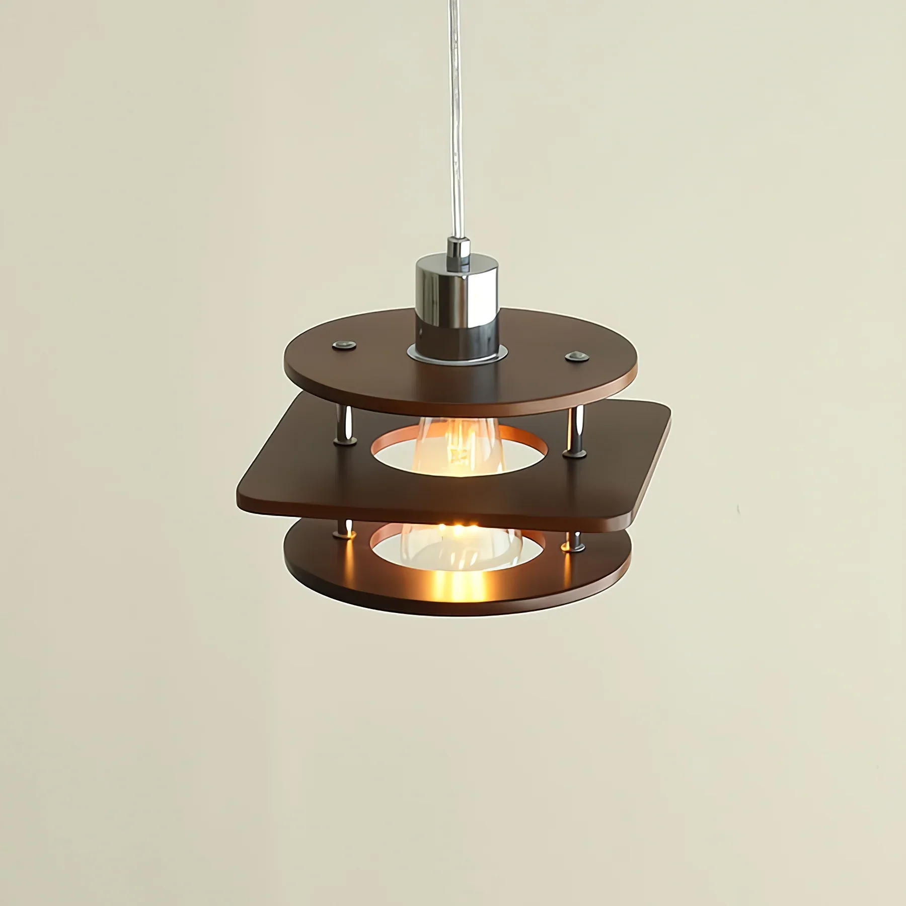 Retro Walnut Indoor Pendant Light For Dining Room - Image 4
