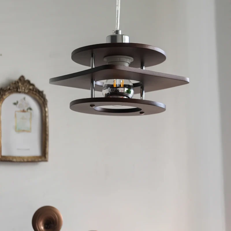 Retro Walnut Indoor Pendant Light For Dining Room - Image 5