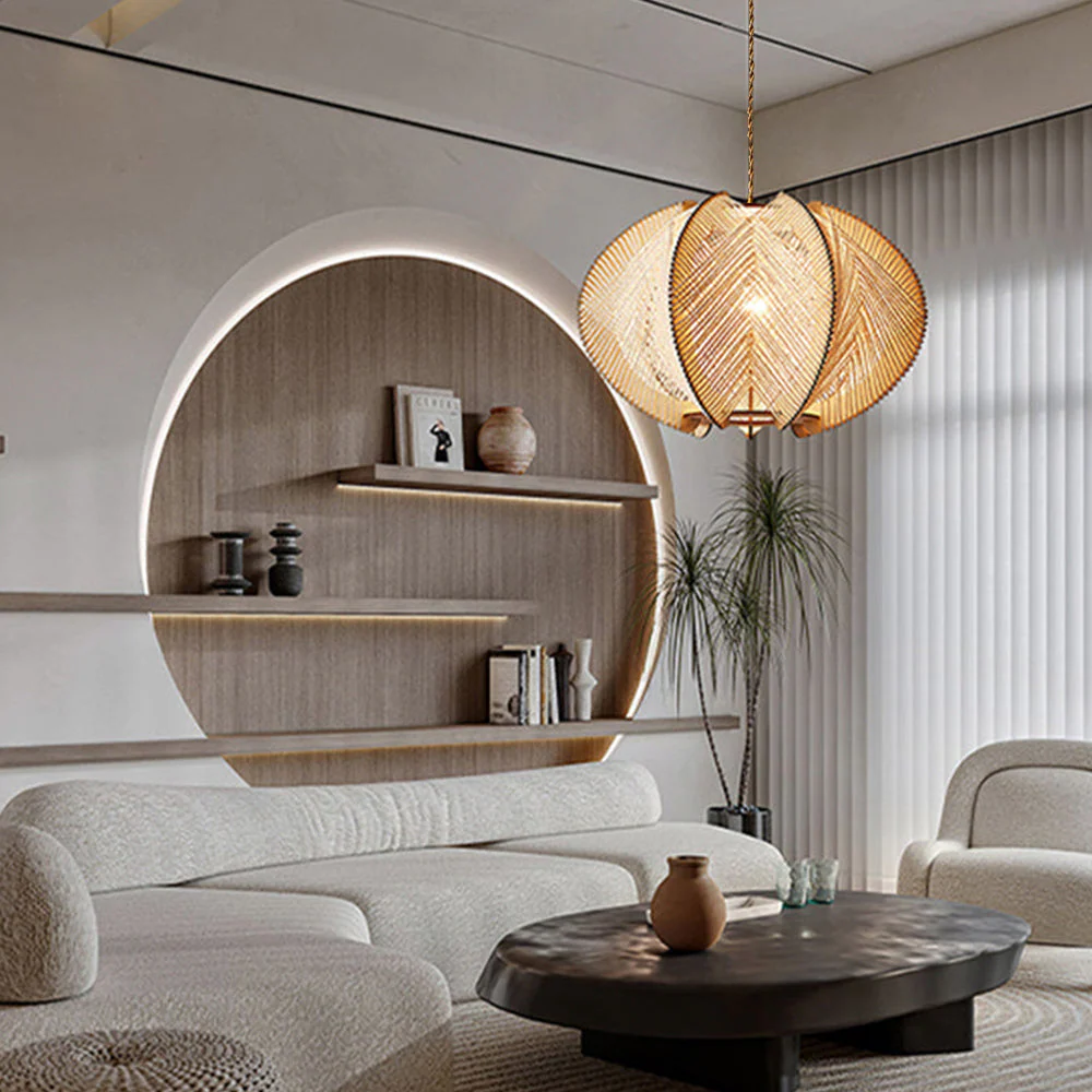 Retro Wooden Pendant Light Irregular Living Room Lamp - Image 10