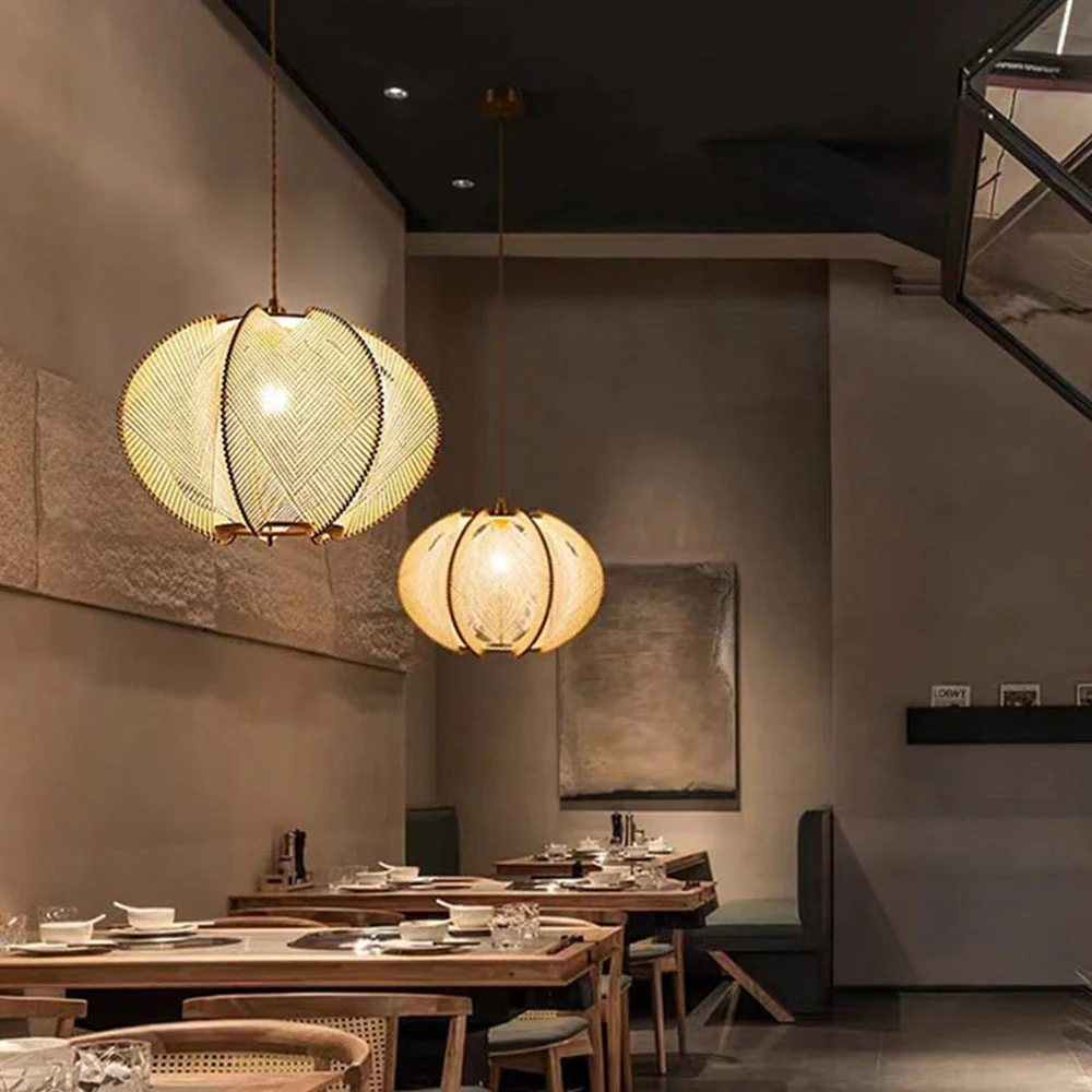 Retro Wooden Pendant Light Irregular Living Room Lamp - Image 11