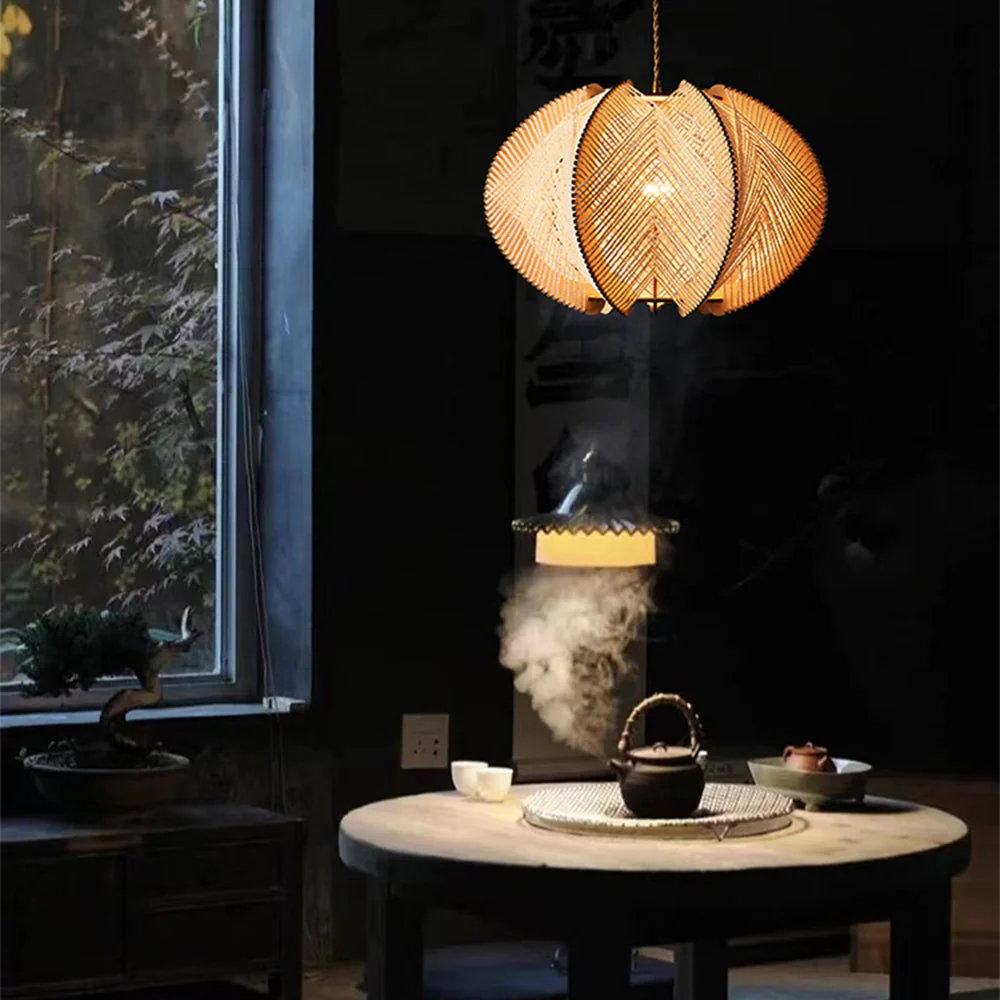 Retro Wooden Pendant Light Irregular Living Room Lamp - Image 14