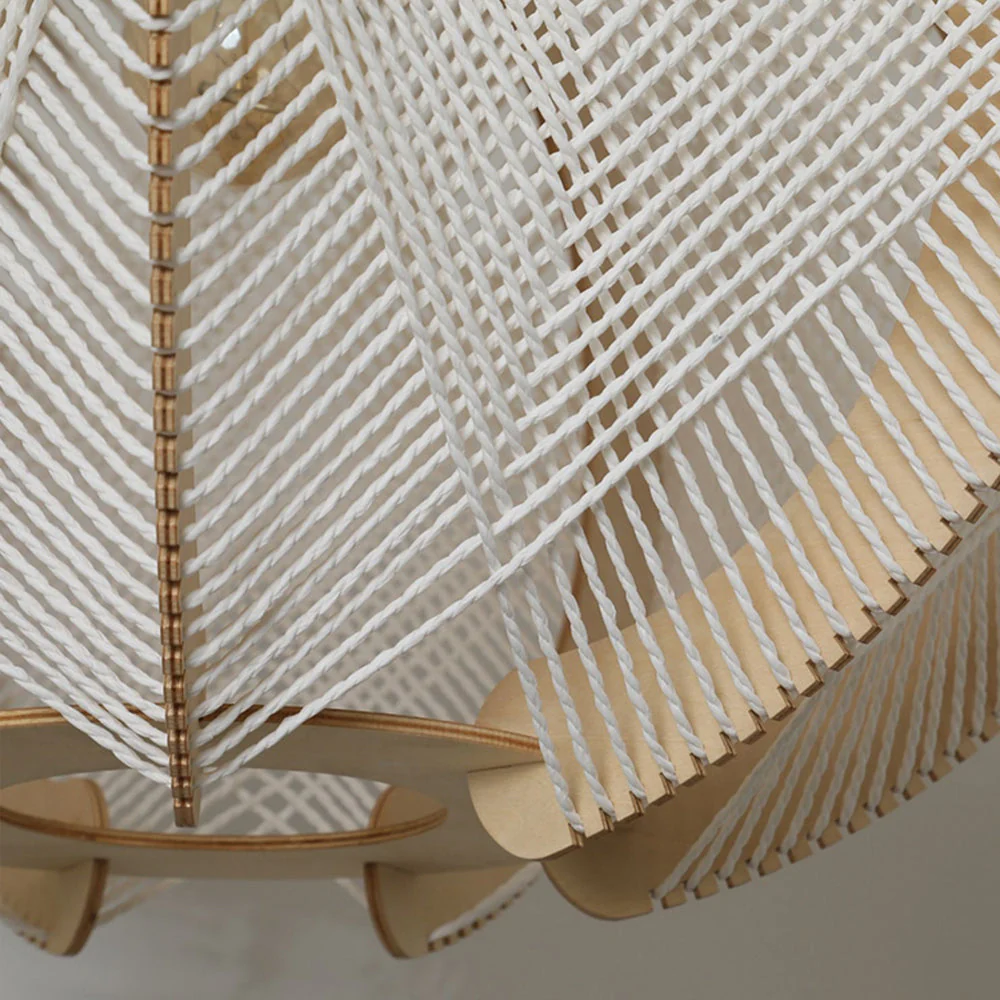 Retro Wooden Pendant Light Irregular Living Room Lamp - Image 17