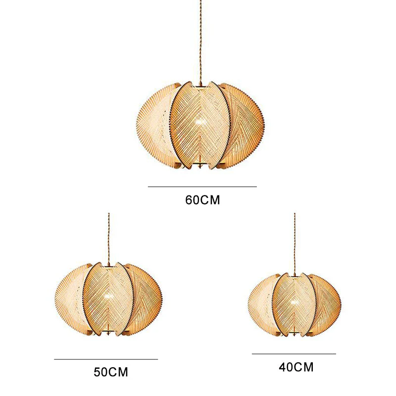 Retro Wooden Pendant Light Irregular Living Room Lamp - Image 18