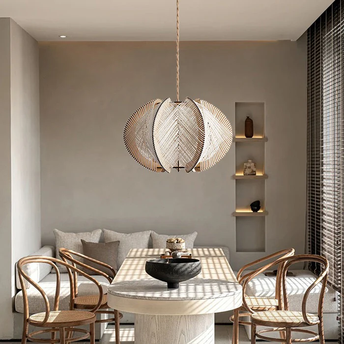Retro Wooden Pendant Light Irregular Living Room Lamp - Image 2