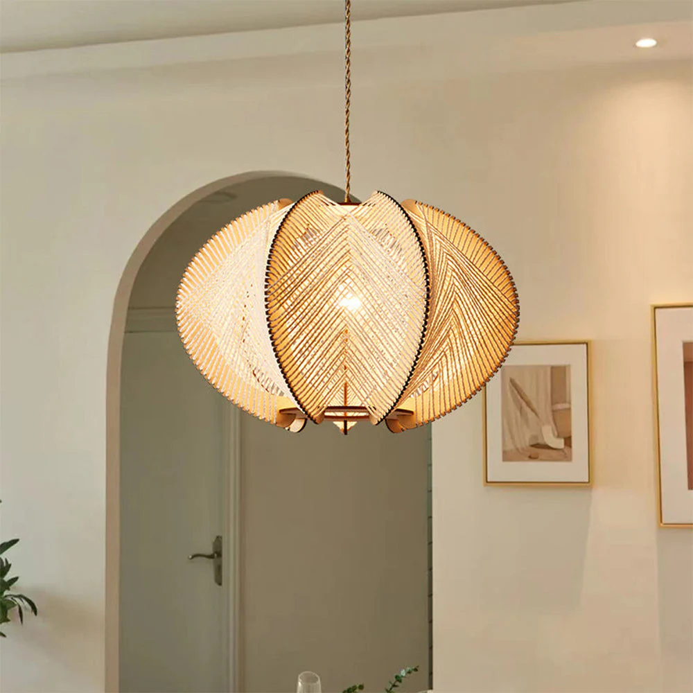 Retro Wooden Pendant Light Irregular Living Room Lamp - Image 3
