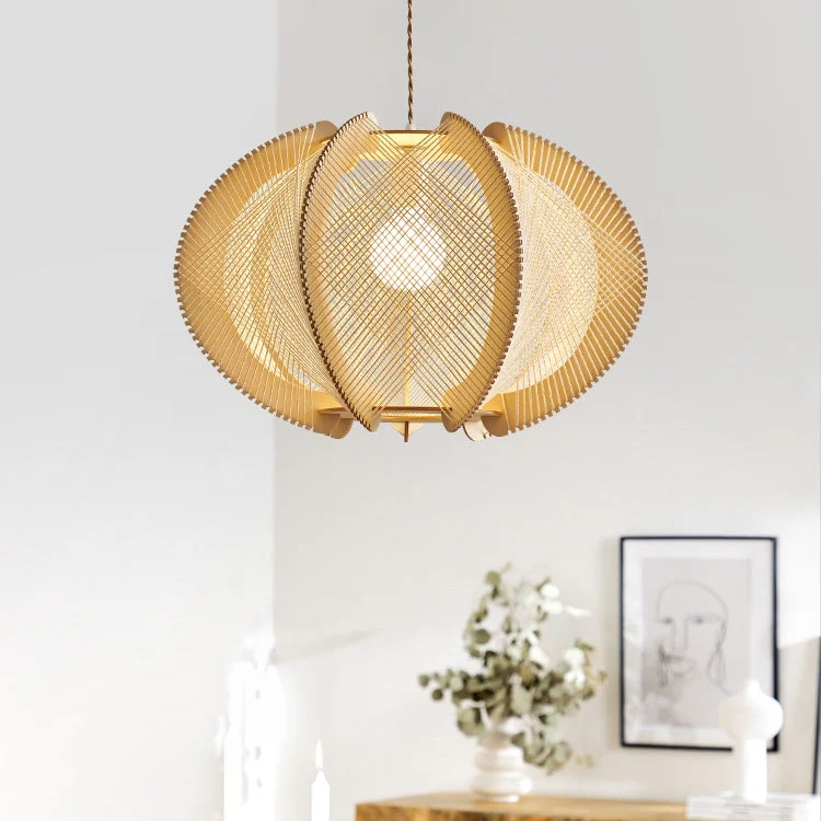Retro Wooden Pendant Light Irregular Living Room Lamp - Image 4