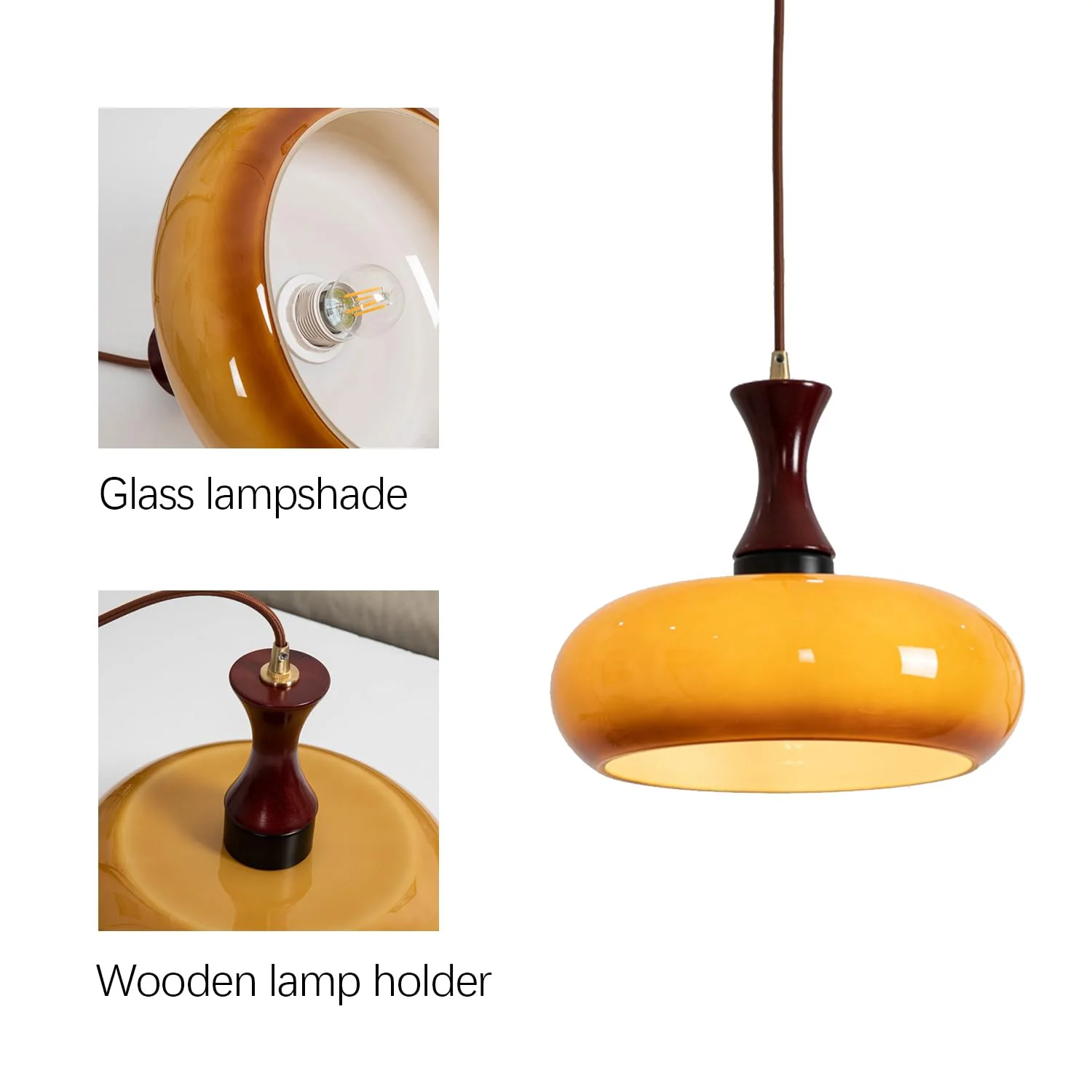 Wooden Yellow Dome Pendant Light for Kitchen Islands - Image 21