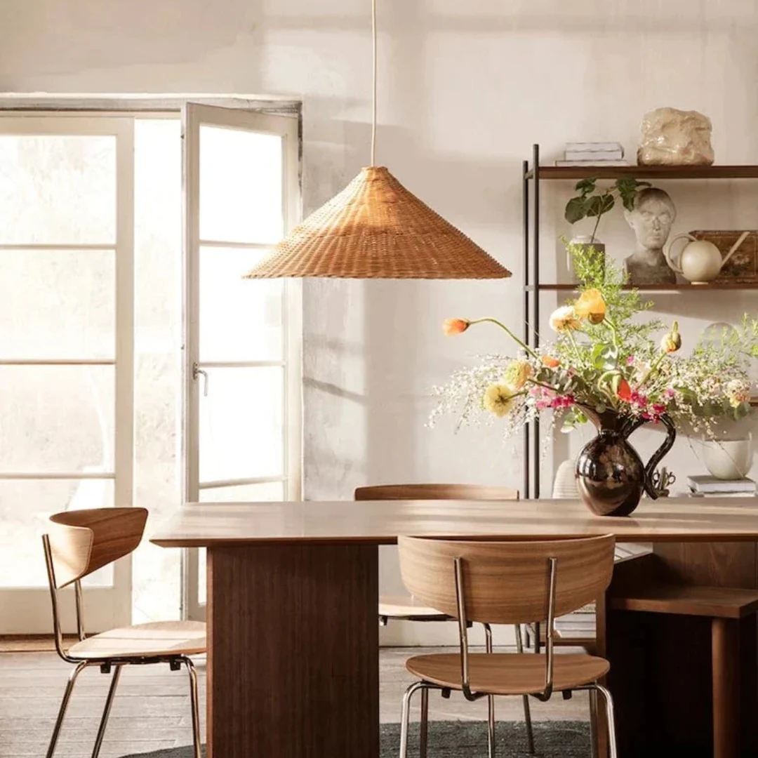 Retro Woven Rattan Cone Pendant Light - Image 18