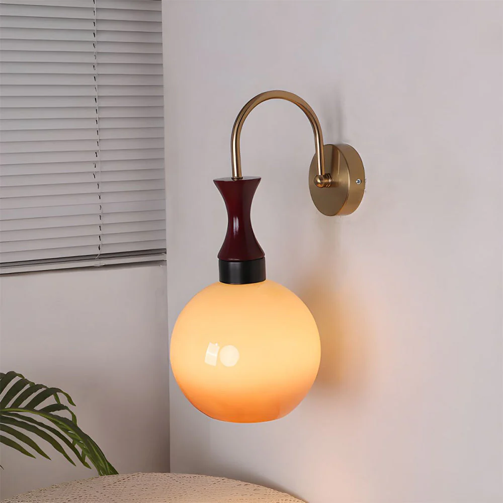 Retro Yellow Bowl Glass Simplicity Wall Light - Image 2
