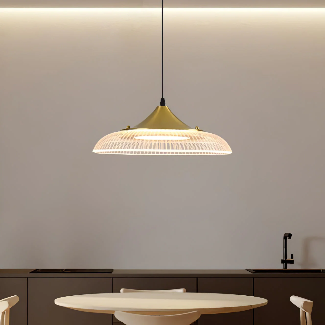 Modern LED Gold & Black Bowl Pendant Light