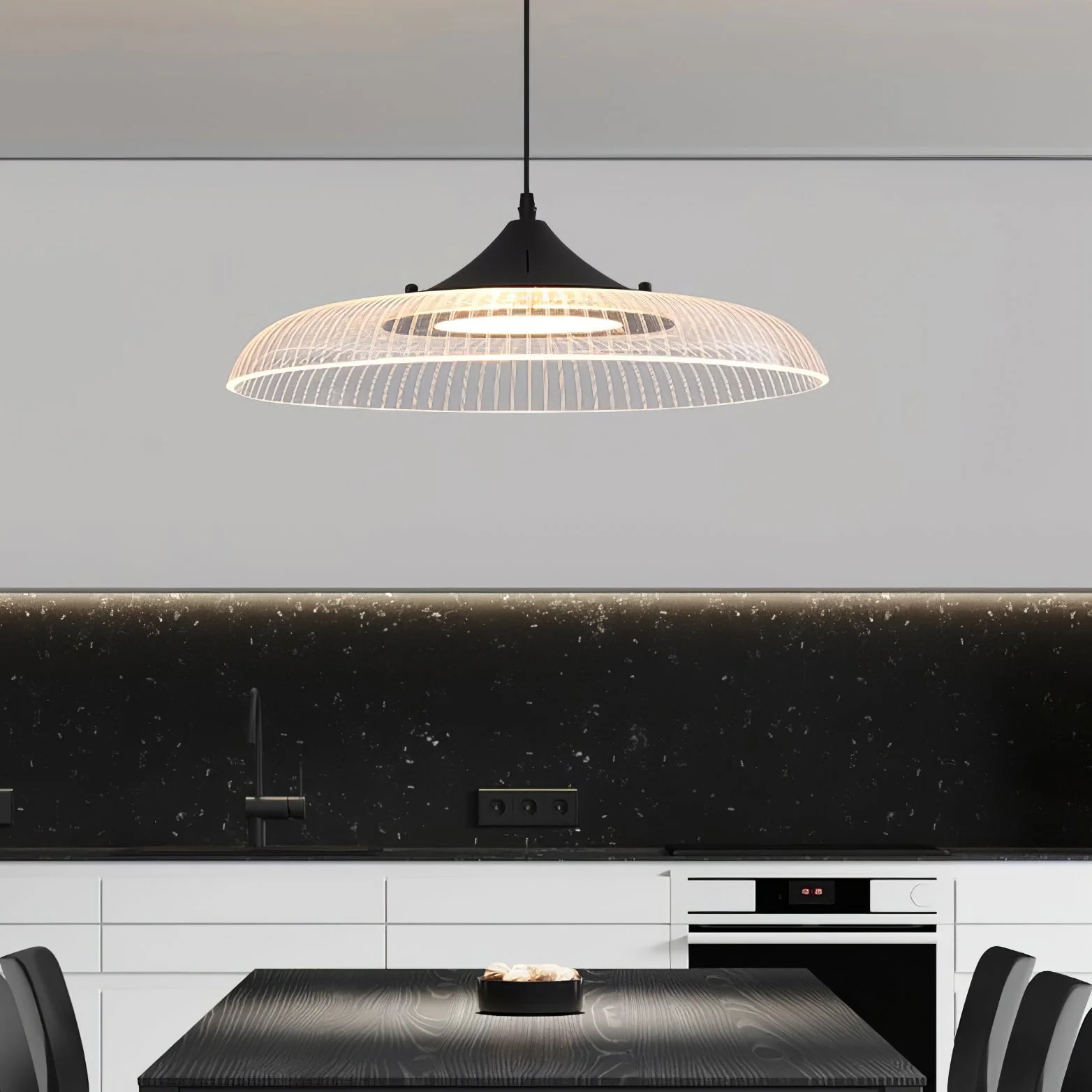 Modern LED Gold & Black Bowl Pendant Light - Image 6