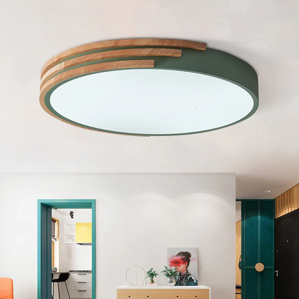 Round LED Dimmable Wood Ceiling Lamp - Image 10