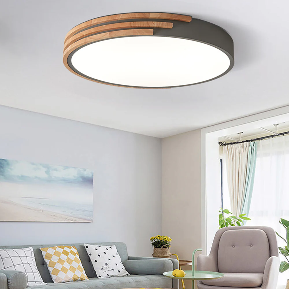 Round LED Dimmable Wood Ceiling Lamp - Image 13