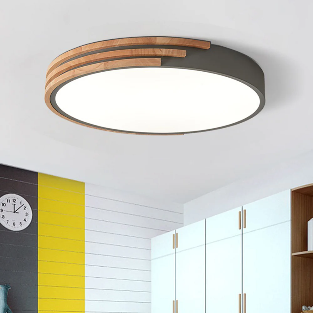 Round LED Dimmable Wood Ceiling Lamp - Image 14