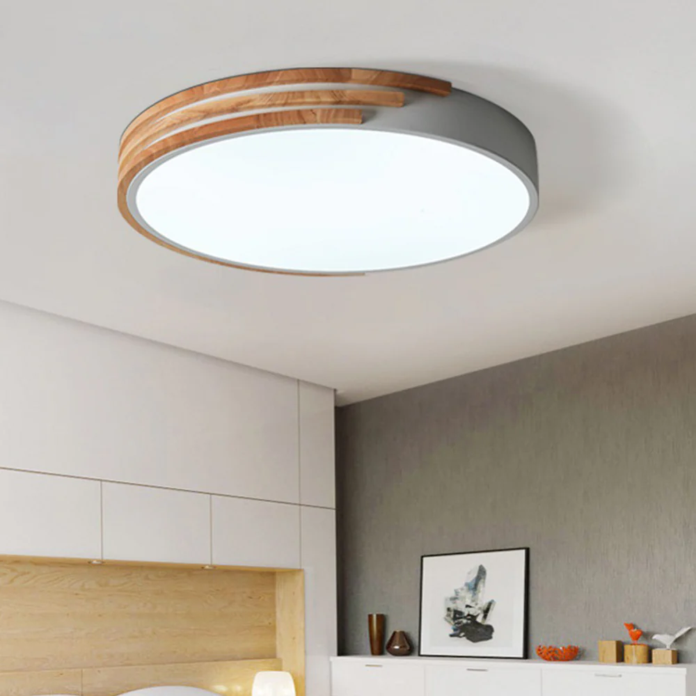 Round LED Dimmable Wood Ceiling Lamp - Image 3