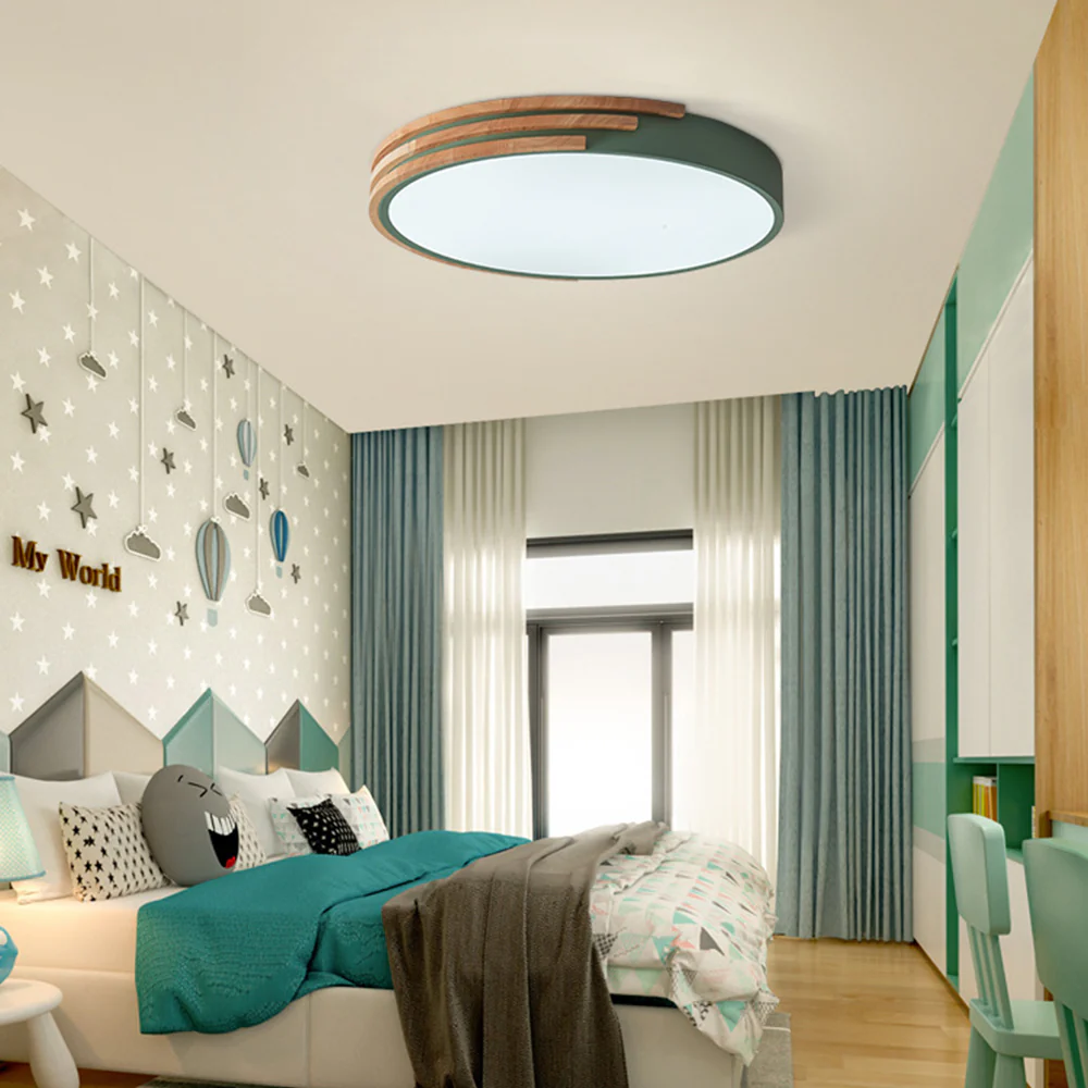Round LED Dimmable Wood Ceiling Lamp - Image 9