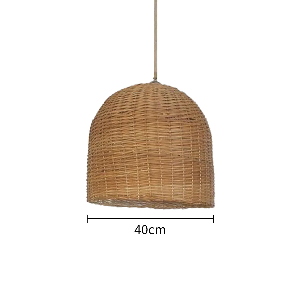 Round Short Bamboo Basket Kitchen Island Pendant Light - Image 4