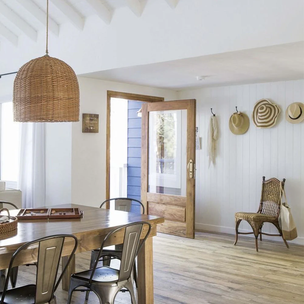 Round Short Bamboo Basket Kitchen Island Pendant Light - Image 5