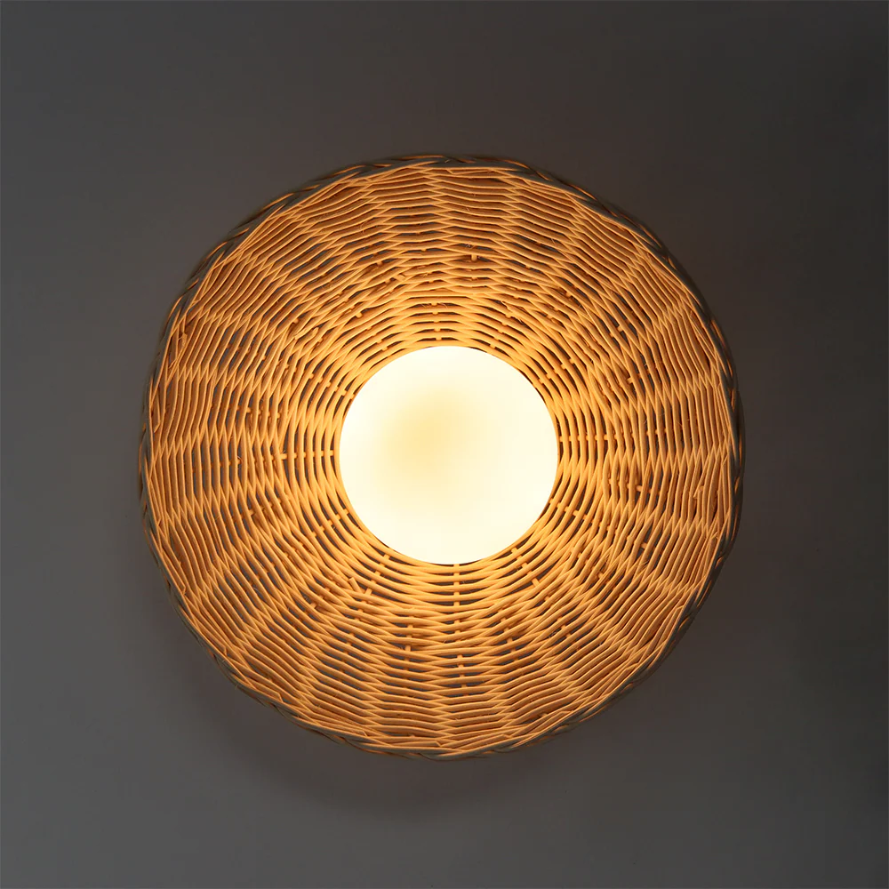 Rustic Bamboo Glass Woven Wall Light - Image 4