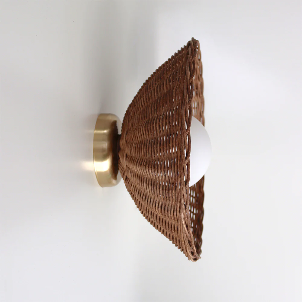 Rustic Bamboo Glass Woven Wall Light - Image 8