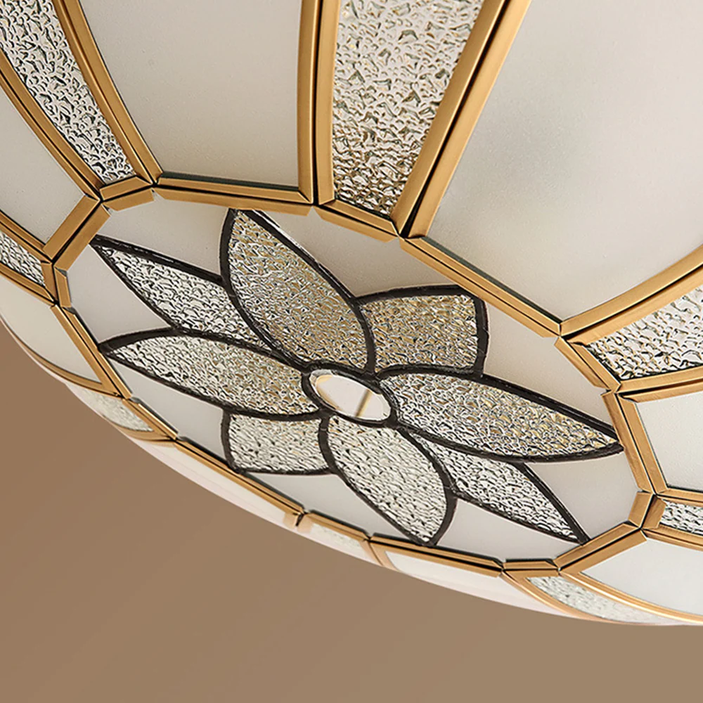 Scalloped Brass Chain Ceiling Light Fixture - Image 8