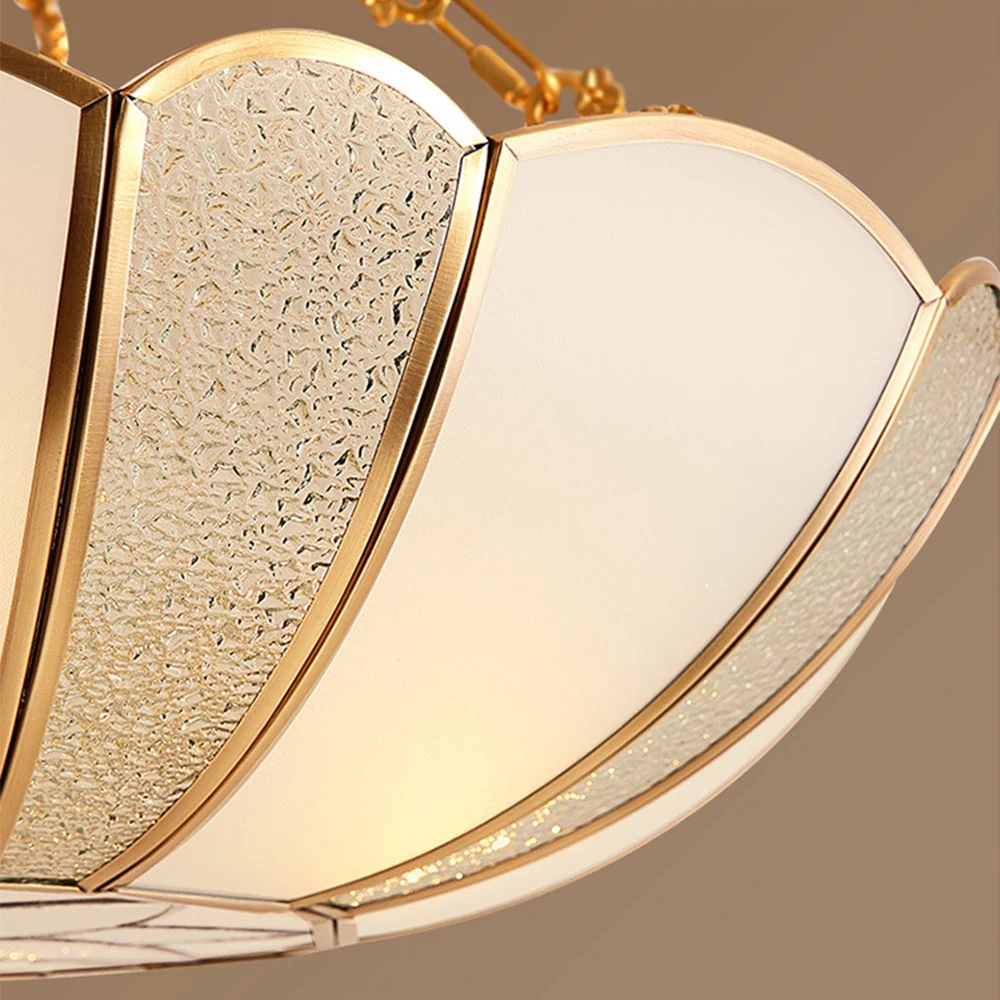 Scalloped Brass Chain Ceiling Light Fixture - Image 9