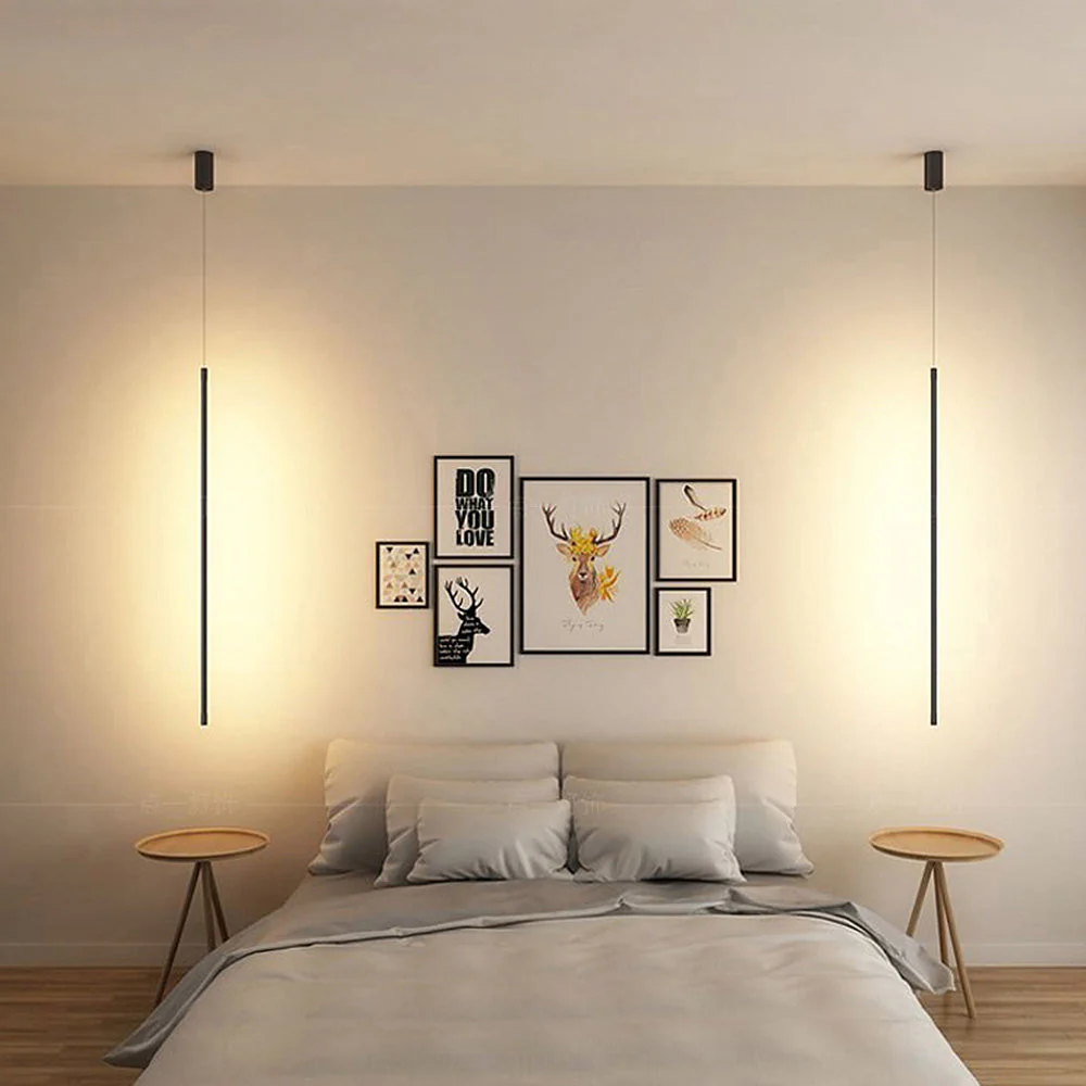 Scandinavian Aluminum Bedside LED Pendant Light - Image 2