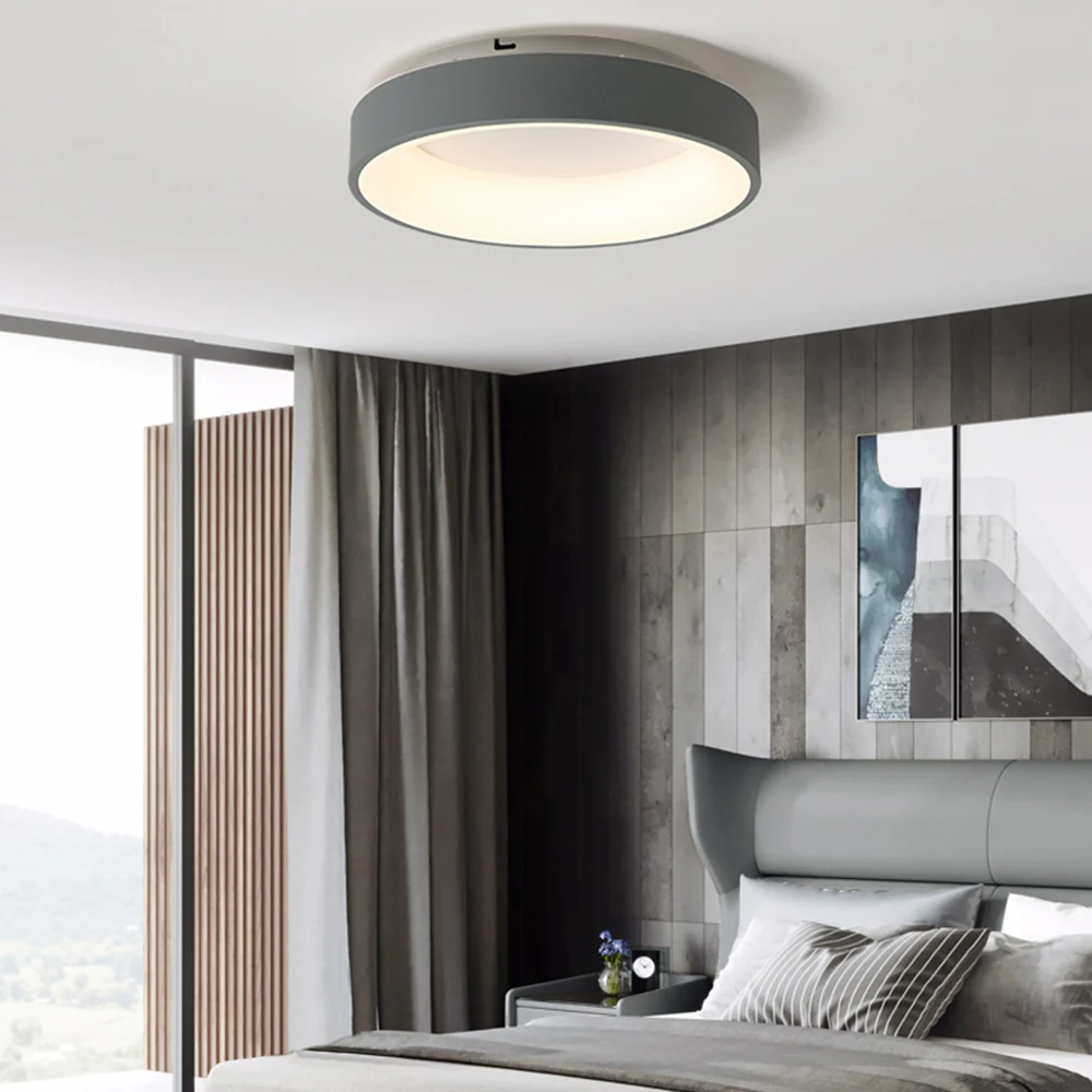 Scandinavian Grey Round LED Ceiling Light - Image 2