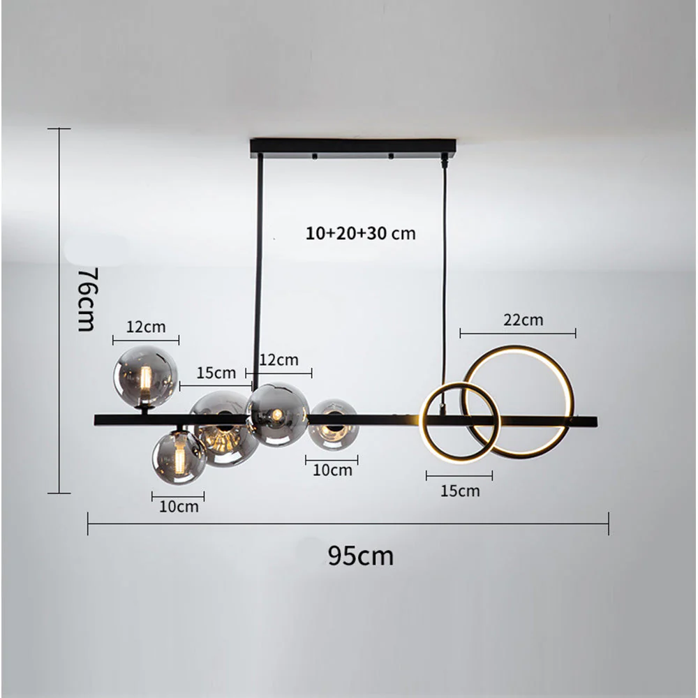 Scandinavian Long Bubble LED Metal Chandelier - Image 12