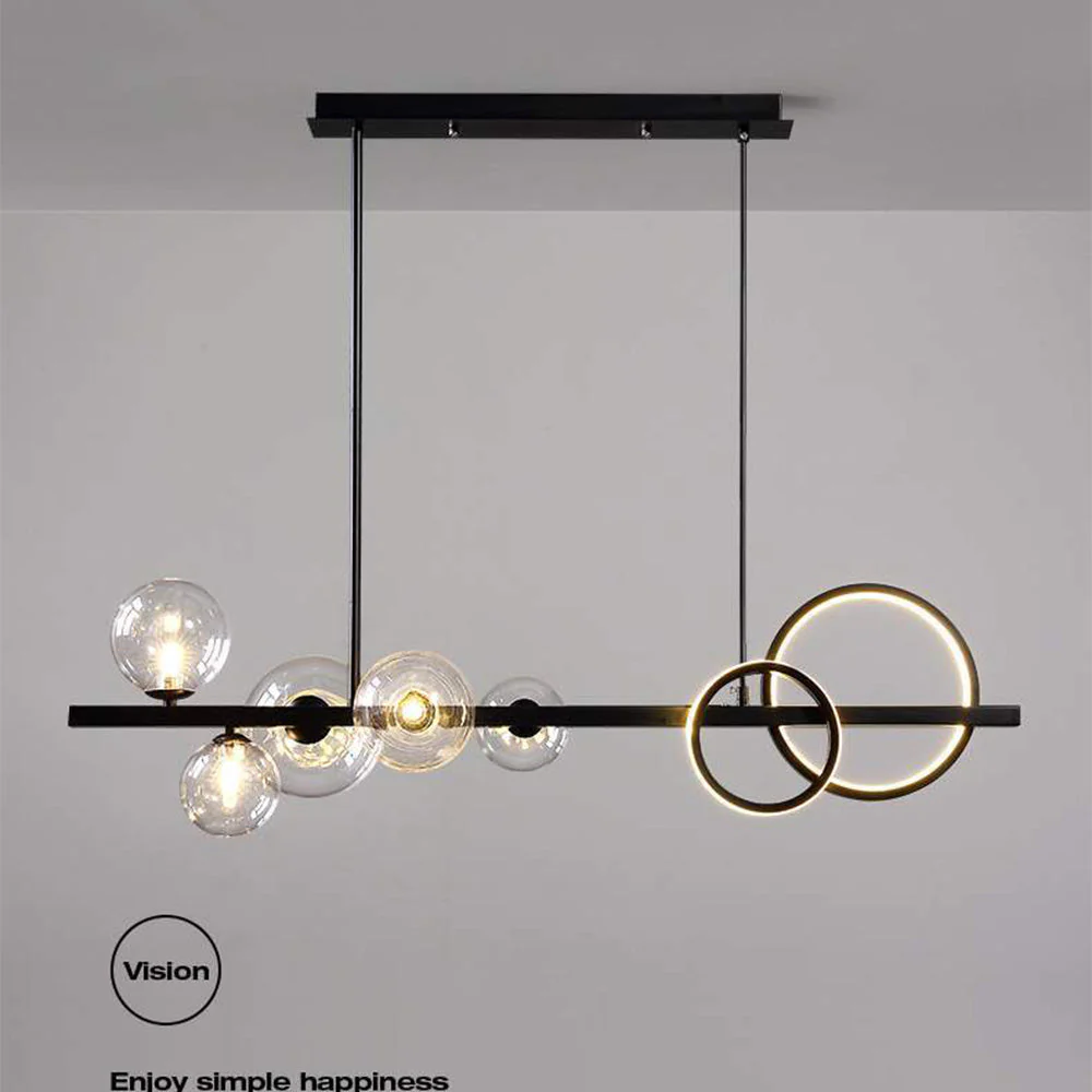 Scandinavian Long Bubble LED Metal Chandelier - Image 13