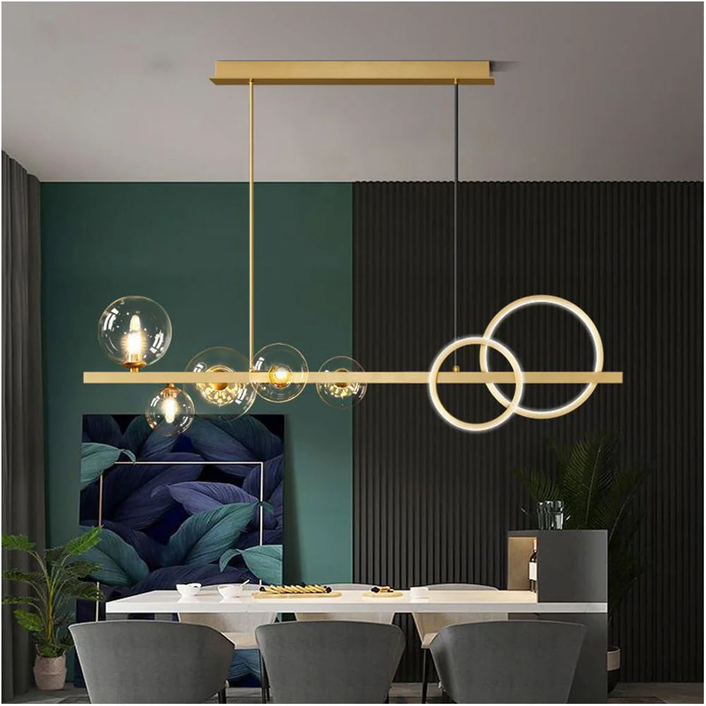 Scandinavian Long Bubble LED Metal Chandelier - Image 15