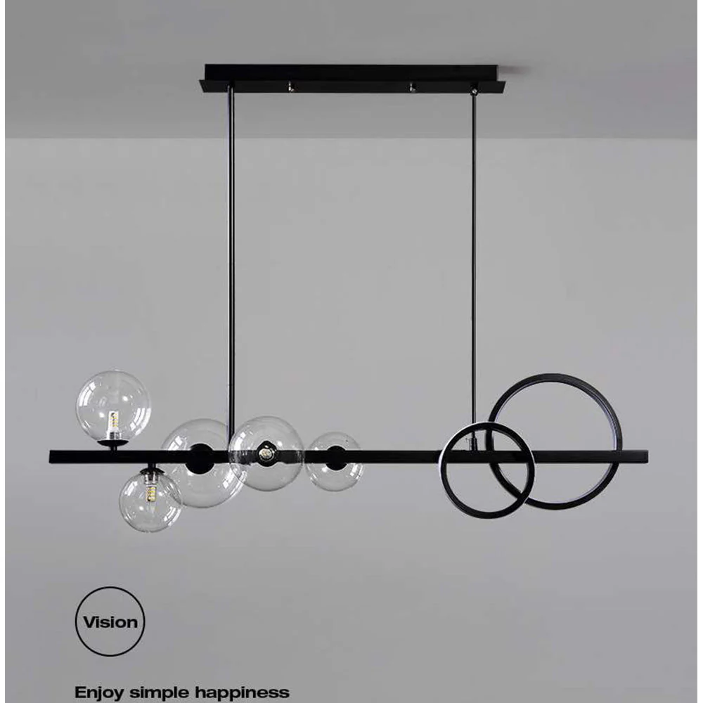 Scandinavian Long Bubble LED Metal Chandelier - Image 17