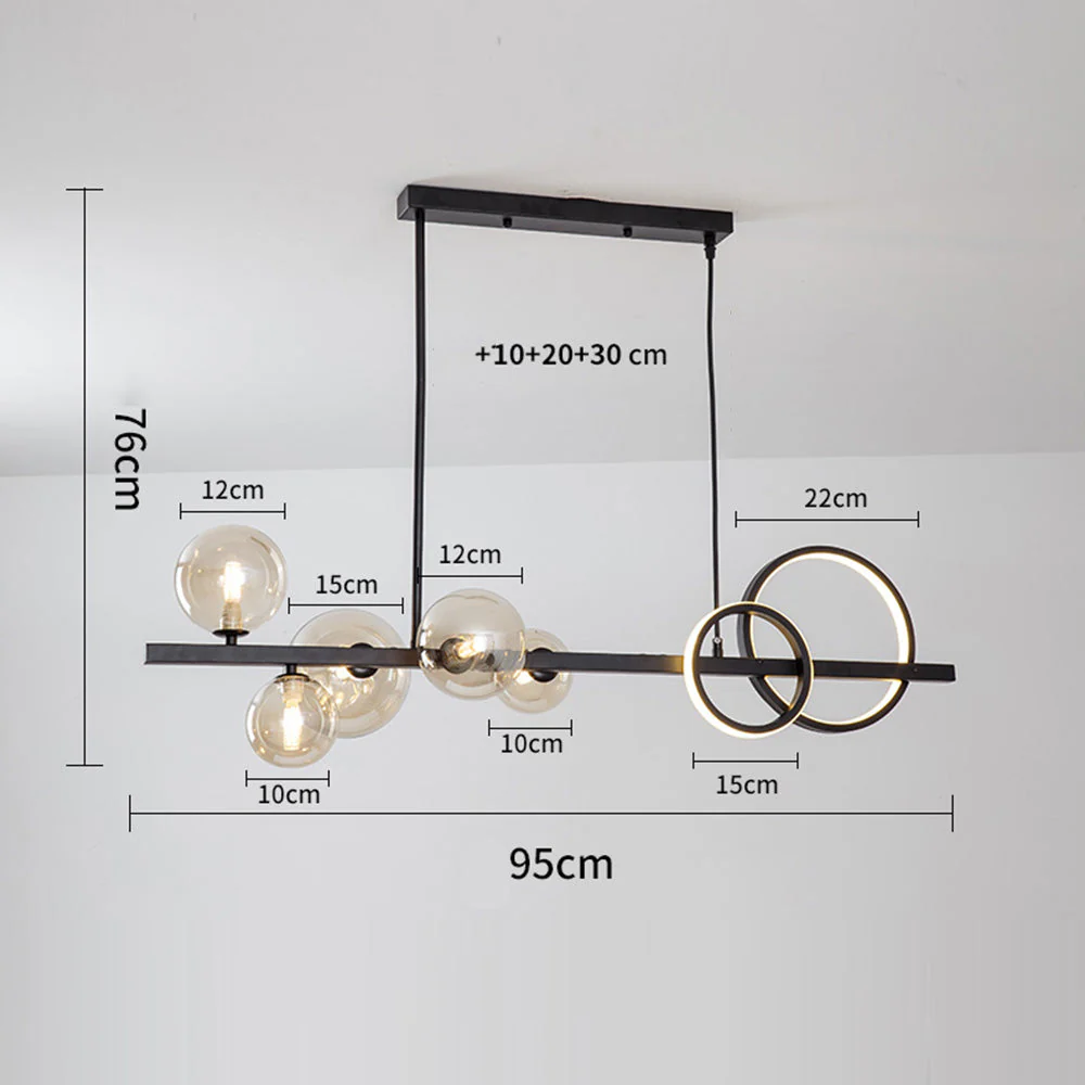 Scandinavian Long Bubble LED Metal Chandelier - Image 18