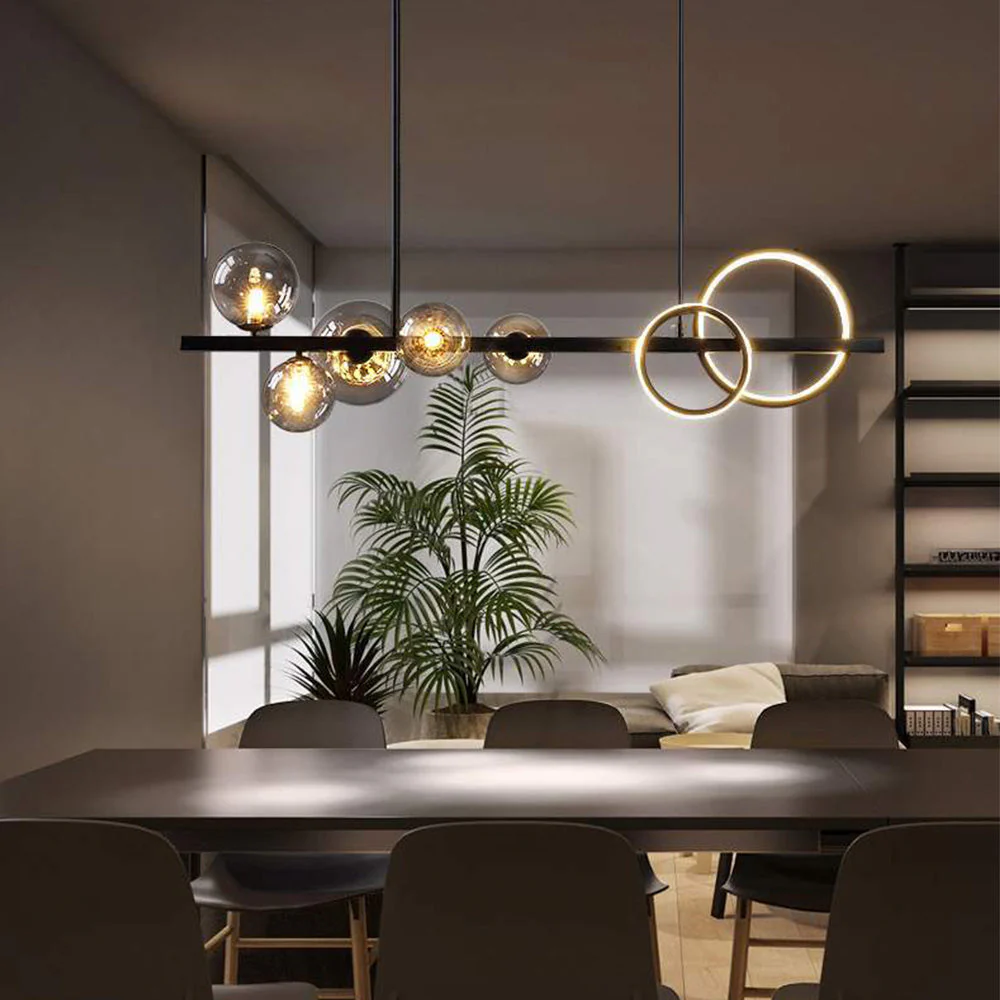 Scandinavian Long Bubble LED Metal Chandelier - Image 8