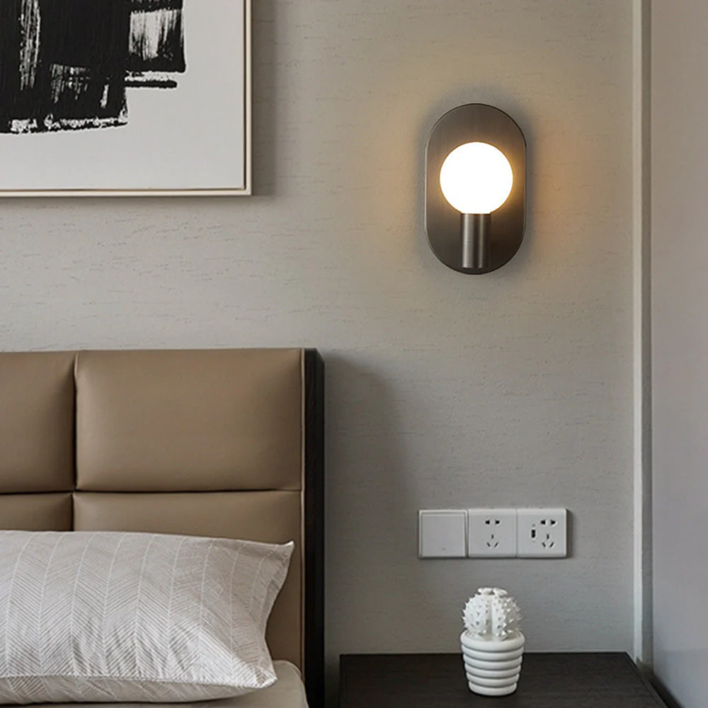 Scandinavian Simple Bedside Brass Wall Light - Image 8