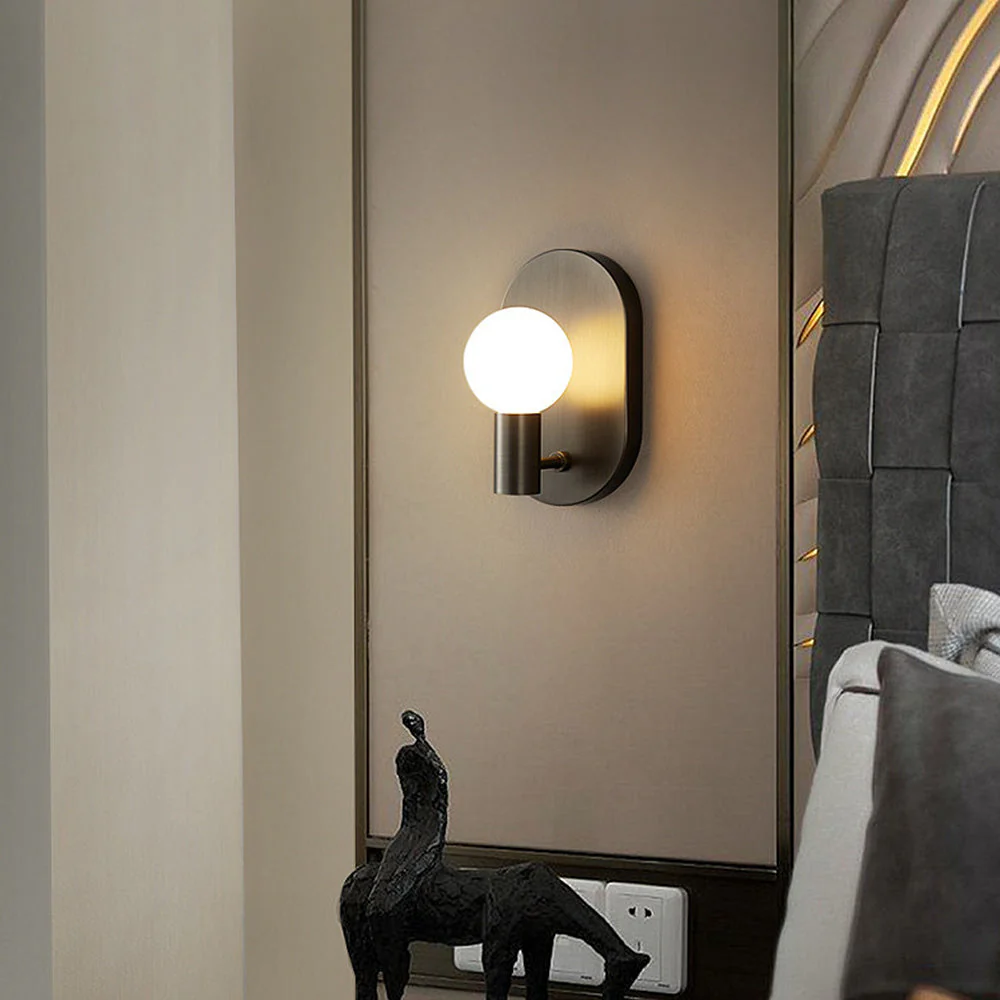 Scandinavian Simple Bedside Brass Wall Light - Image 9