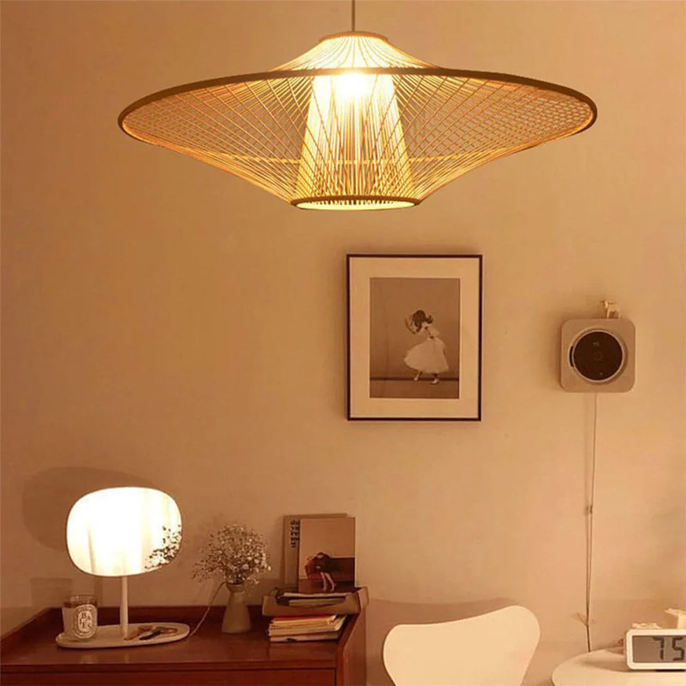 Short Handcrafted Woven Lantern Pendant Light For Living Room - Image 3