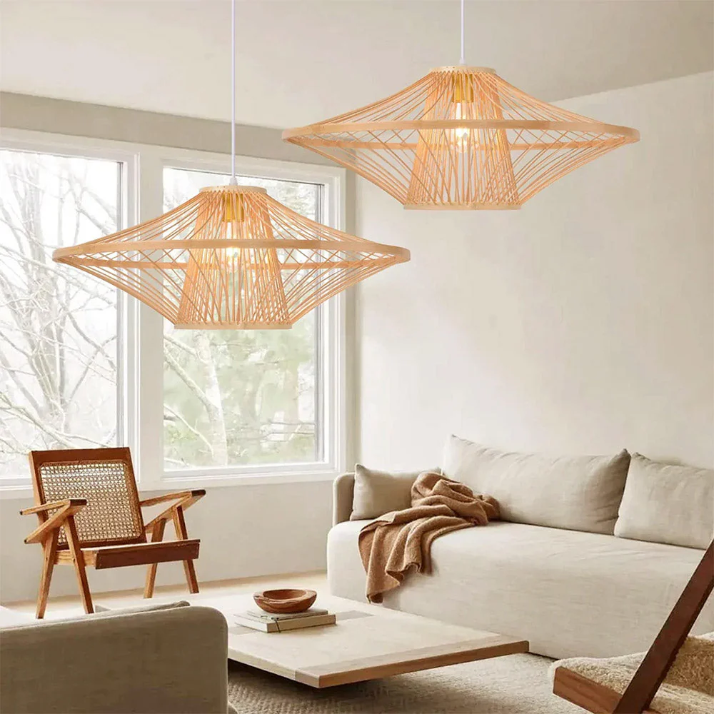Short Handcrafted Woven Lantern Pendant Light For Living Room - Image 5